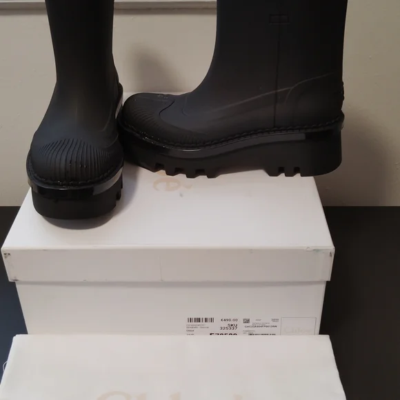 Chloe Raina Black Rain Boots